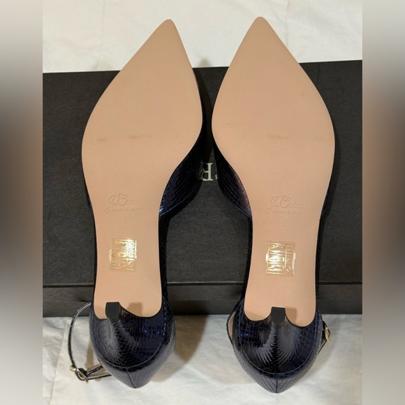 J Crew Collection pointed toe heels in Metallic snake-embossed leather BT882 NEW - Picture 3 of 8